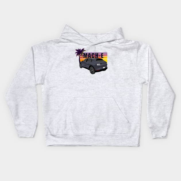 Sunset Mach-E in Carbonized Gray Kids Hoodie by zealology